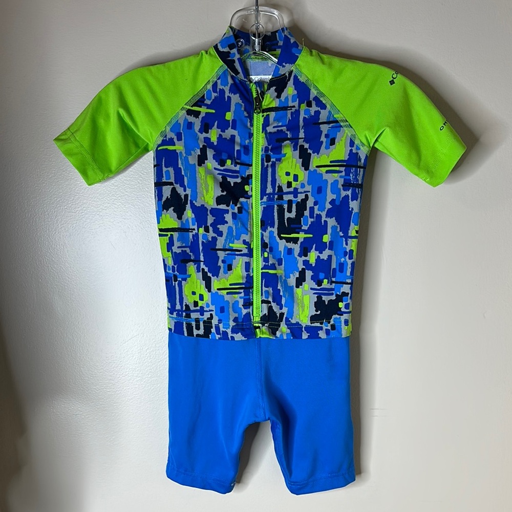 Colombia Kids Swim One-Piece in Blue and Green